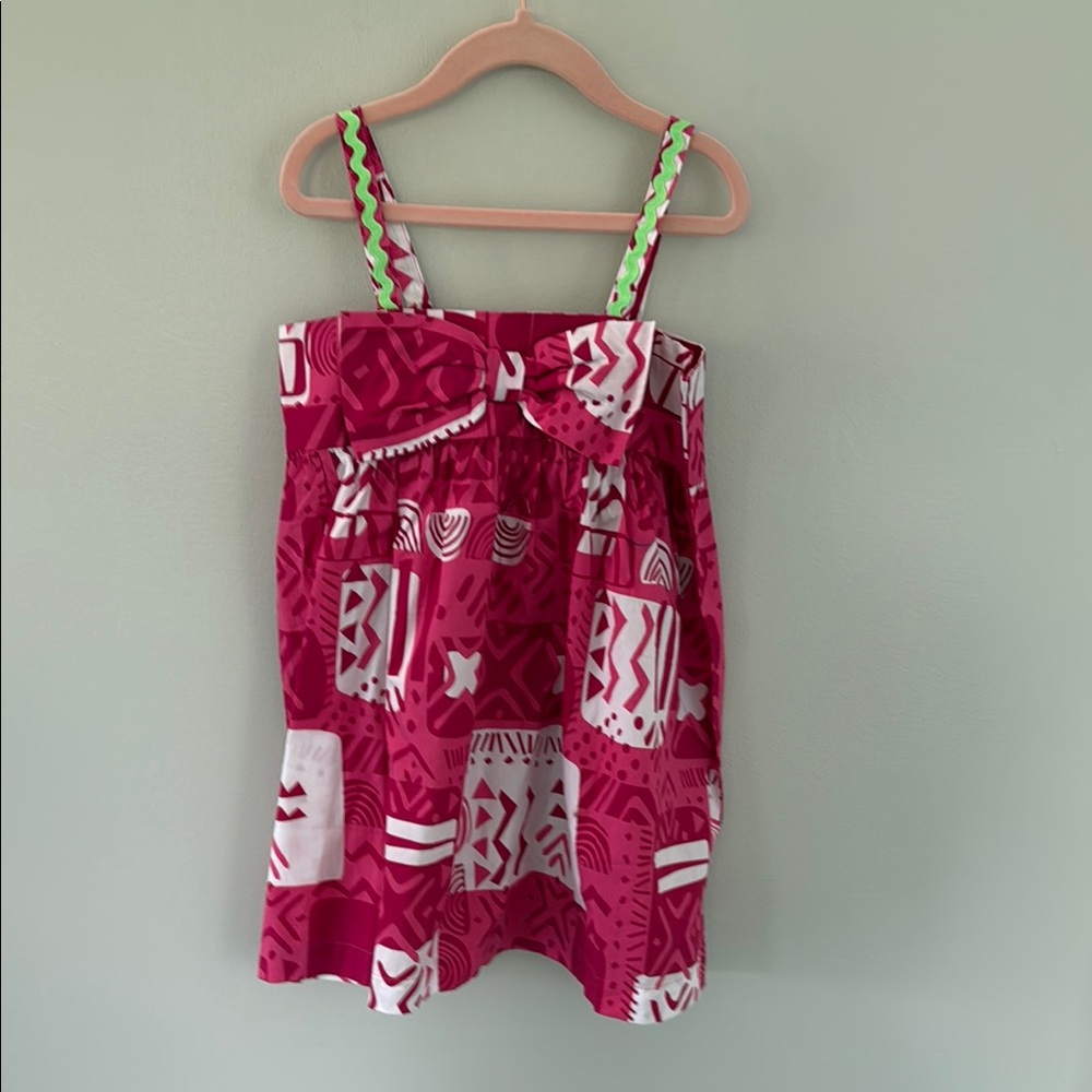 Pink Patterned Kids Casual Dress